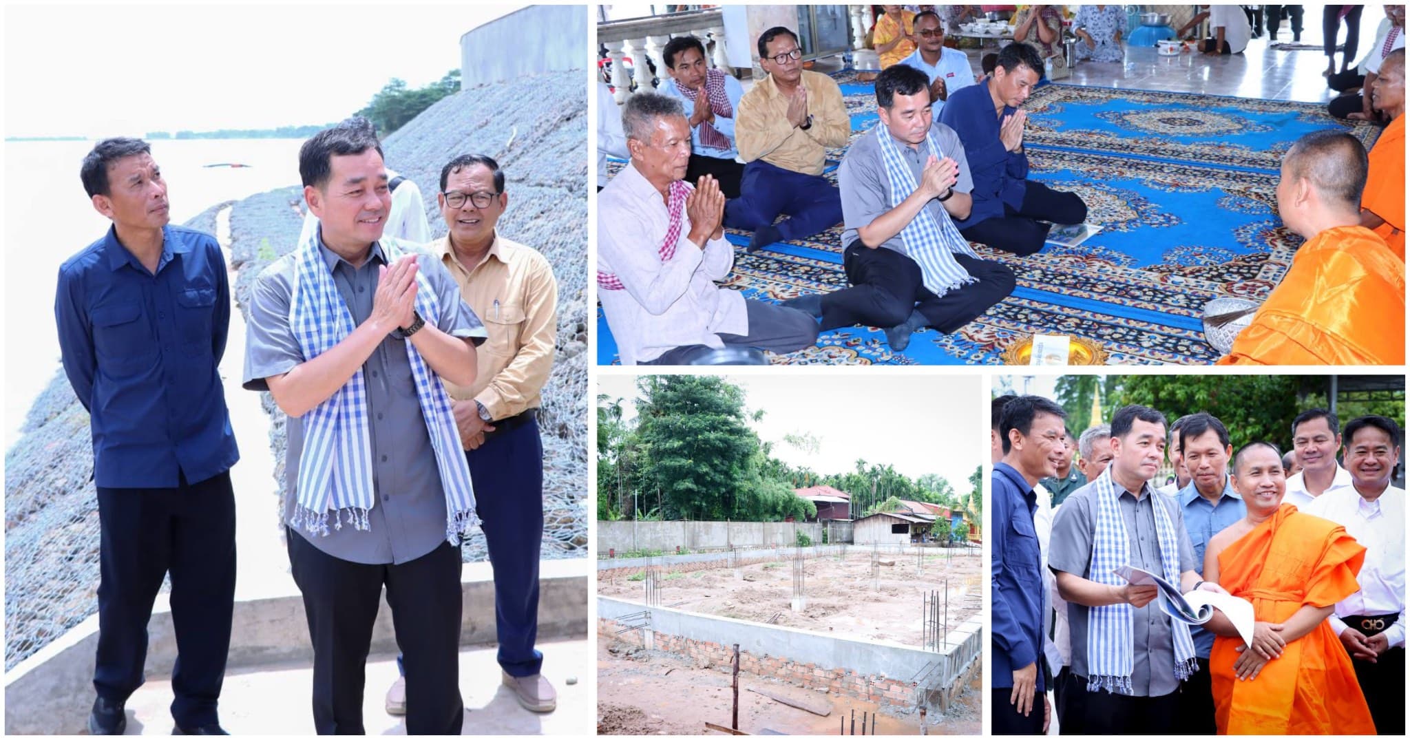 អភិបាលខេត្តកំពង់ចាម ដឹកនាំមន្ត្រីជំនាញចុះពិនិត្យវឌ្ឍនភាពការសាងសង់ឧបដ្ឋានសាលា នៅវត្តជំនីក ស្រុកកោះសូទិន